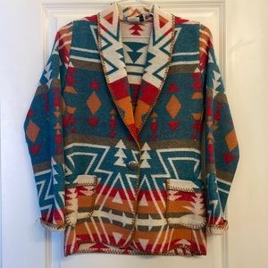Women’s Wool Aztec Blazer Jacket Size XS